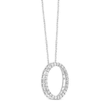 10K White Gold Circle Diamond Fashion Pendant .50ctw
