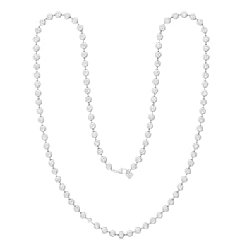 14K White Gold Opera Length Bezel Lab Grown Diamond 34 Inch Strand Necklace