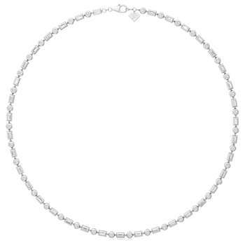 14K White Gold Round and Baguette Lab Grown Diamond Choker Style 20 Inch Necklace