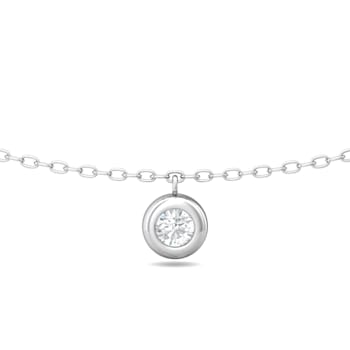 14K White Gold 7 Stone Lab Grown Diamond by the Yard 16 Inch Drop Necklace