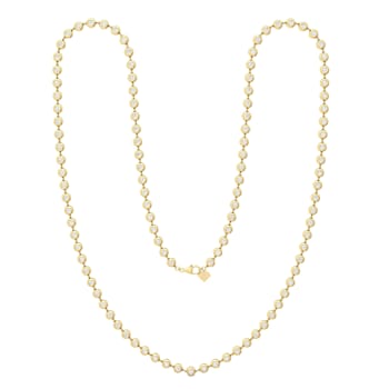 18K Yellow Gold Opera Length Bezel Lab Grown Diamond 34 Inch Strand Necklace