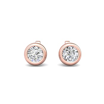 14K Gold Lab Grown Diamond Bezel Stud Earrings 1.0ctw