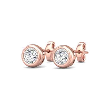 14K Gold Lab Grown Diamond Bezel Stud Earrings 1.0ctw