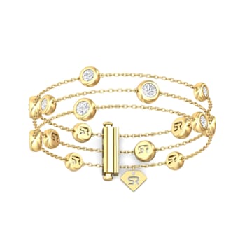 14K Yellow Gold 3 Row Lab Grown Diamond by the Yard Bracelet