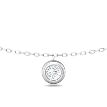 14K White Gold 5 Stone Lab Grown Diamond by the Yard 16 Inch Drop Necklace
