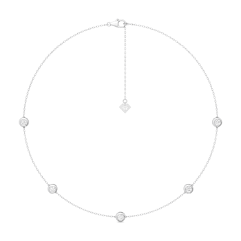 14K White Gold 5 Stone Lab Grown Diamond by the Yard 18 Inch Station
Necklace With 2 Inch Extender