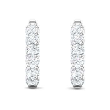 Platinum Lab Grown Diamond Classic Hoop Earrings 3.15ctw