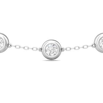 14K White Gold Lab Grown Diamond by the Yard 16 Inch Station Necklace
With 2 Inch Extender
