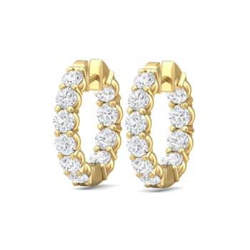 14K Gold Lab Grown Diamond Classic Hoop Earrings 5.20ctw