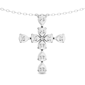 18K Yellow Gold Pear Shape Diamond Cross Pendant