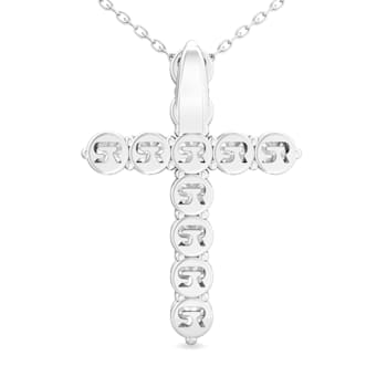 14K White Gold Diamond Cross Pendant