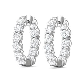 Platinum Lab Grown Diamond Classic Hoop Earrings 3.15ctw