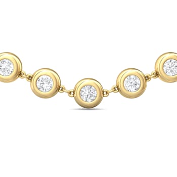 18K Yellow Gold Opera Length Bezel Lab Grown Diamond 34 Inch Strand Necklace