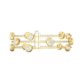 14K Yellow Gold 3 Row Lab Grown Diamond by the Yard Bracelet