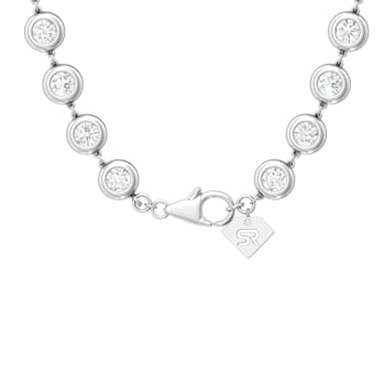 14K White Gold Opera Length Bezel Lab Grown Diamond 34 Inch Strand Necklace