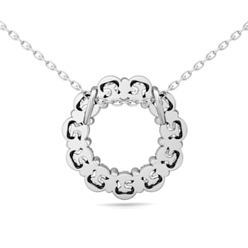 14K White Gold Lab Grown Diamond Circle Pendant