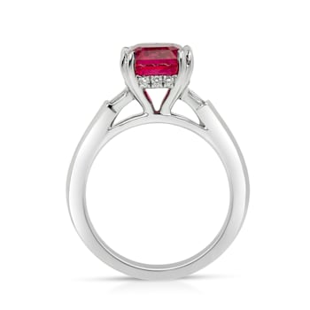 18KW 1/5 CTW Diamond Engagement Ring With 3.15 CTW Emerald Spinel