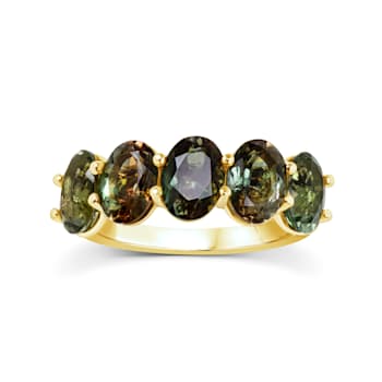 18KW 3.75 CTW Oval Sun Stone Anniversary ring
