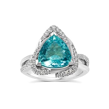 2 1/5ctw Trillion Tourmaline 1/3ctw Diamond 18K White Gold Ring