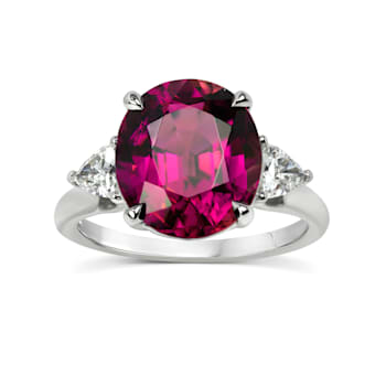 18KW 1/2 CTW Diamond Engagement Ring With 5 CTW Center Oval Tourmaline