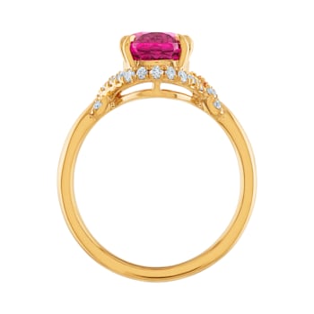 18KY 1/5 CTW Diamond Engagement Ring With 3 1/3 CTW Center Oval Spinel