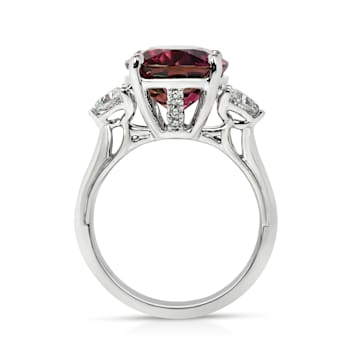 18KW 1/2 CTW Diamond Engagement Ring With 5 CTW Center Oval Tourmaline