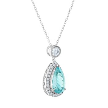18KW 1/2 CTW Diamond Fashion Pendant With 2 5/8 CTW Pear Tourmaline
