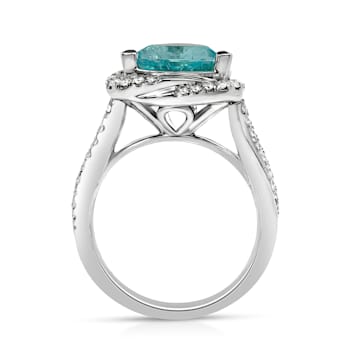 18KW 1/3 CTW Diamond Engagement Ring With 2 1/5 CTW Trillion Tourmaline