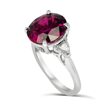 18KW 1/2 CTW Diamond Engagement Ring With 5 CTW Center Oval Tourmaline