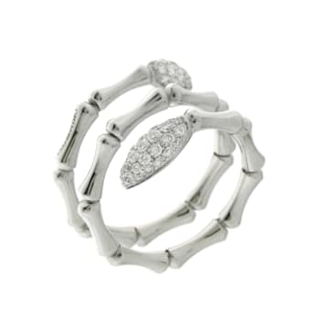 Chimento 18K Bamboo Navette ring in white gold with diamonds