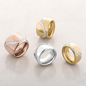 18kt Onda ring in white gold with 0.76ct of diamonds