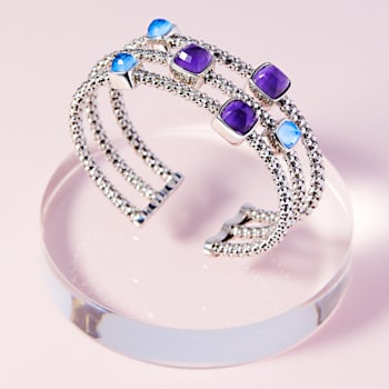 Chimento 18k Bracelet Stretch Gems in white gold with topaz and amethyst