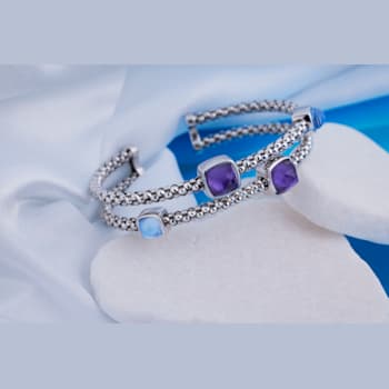 Chimento 18K Bracelet Stretch Gems in white gold with topaz and amethyst