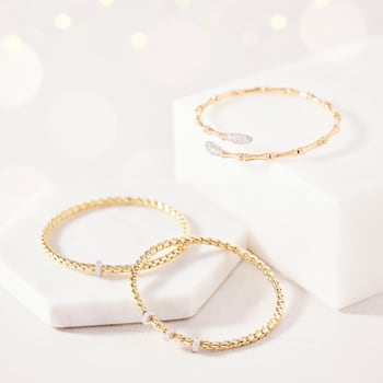 Chimento 18K Bamboo Navette bracelet in rose gold with diamonds