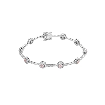 14KT  Two Tone, Rose and White Gold 2 CTTW Pink & White Diamond Bracelet