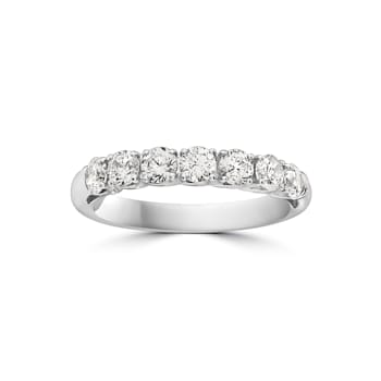 14KT White Gold 1/2 CTTW 7-Stone Round Brilliant Cut Diamond Band