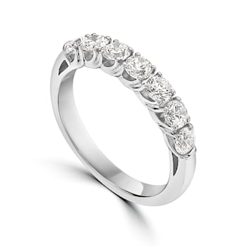 14KT White Gold 1/2 CTTW 7-Stone Round Brilliant Cut Diamond Band