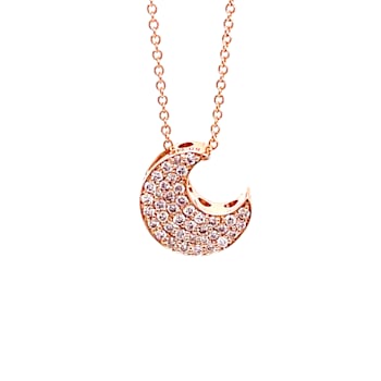 14KT Rose Gold Natural 1/4 CTTW Pink Round Brilliant Cut Diamond,
Crescent Moon Pendant