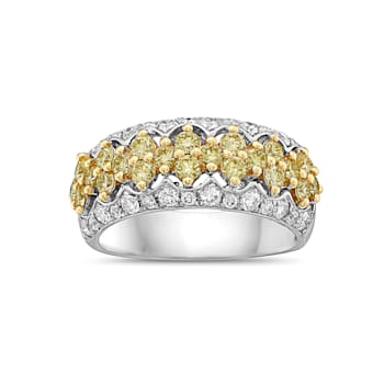 14KT 1 1/2 CTTW Two Tone White and Yellow Gold, Yellow and White Diamond Band