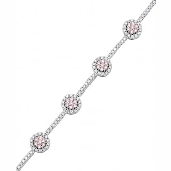 14KT  Two Tone, Rose and White Gold 2 CTTW Pink & White Diamond Bracelet