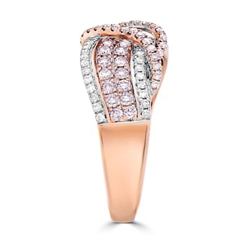 14K 1 CTTW RG Pink & White Diamond Ribbon Ring