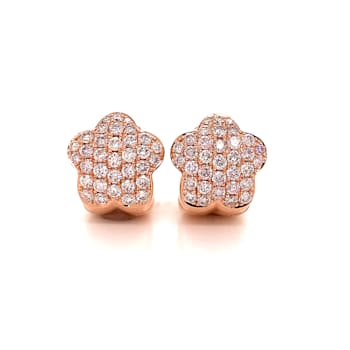 14KT Rose Gold 1 1/3 CTTW Pink Diamond Huggie, Hoop Earrings