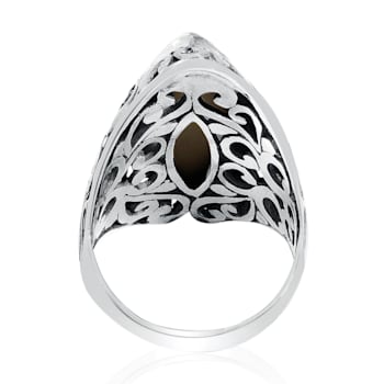 Balinese Artisan 925 Sterling Silver Ring with Abalone Shell