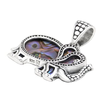Artisan Balinese Sterling Silver Abalone Elephant Pendant