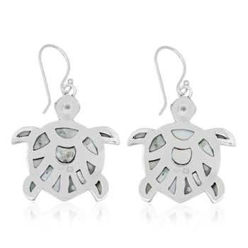 Balinese Artisan 925 Sterling Silver Turtle Earrings with Mother of Pearl