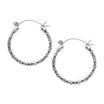 Artisan Balinese Byzantine Sterling Silver Hoop Earrings