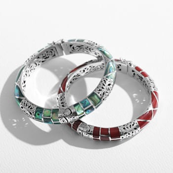 Artisan Balinese Sterling Silver Coral Bangle