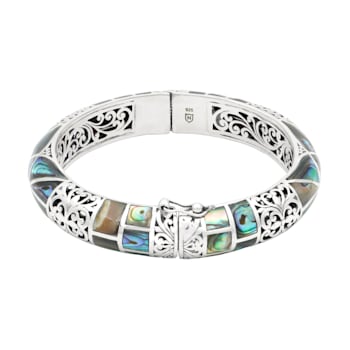 Artisan Balinese Sterling Silver Abalone Bangle