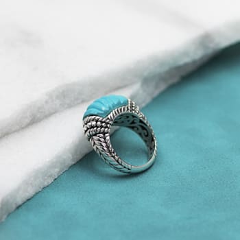 Artisan Balinese Sterling Silver Turquoise Gemstone Ring