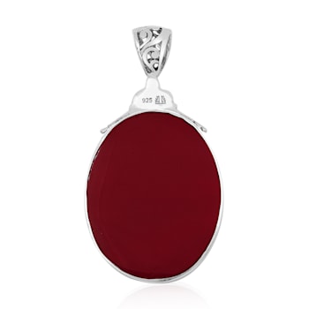 Balinese Artisan 925 Dragon Sterling Silver Pendant with Red Coral